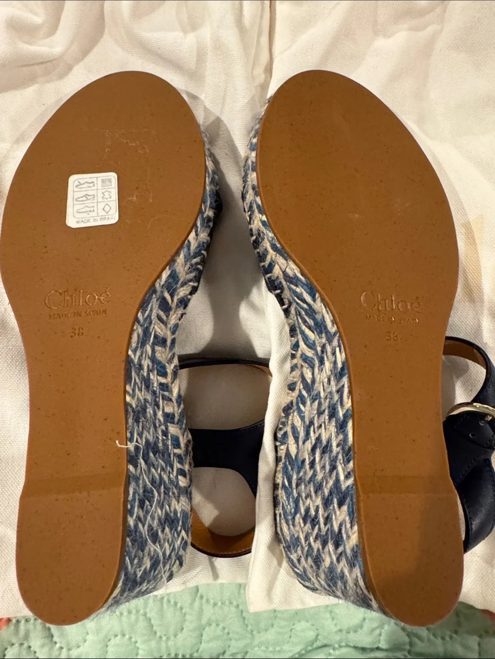 Chloé Navy Espadrille Slingback Sandals